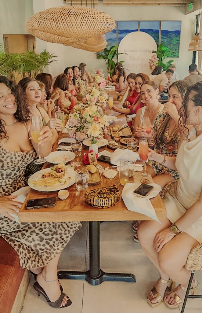 A full table mid celebration.